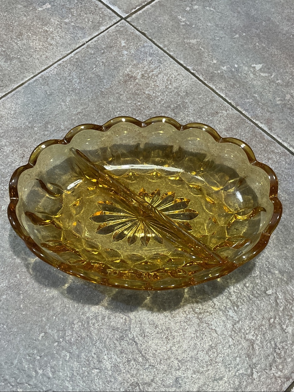 Indiana Glass Amber Divided Glass Bowl